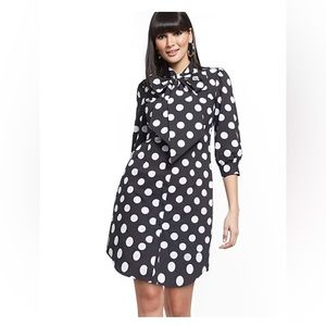 NWT Dot Print Tie Neck Poplin Shirt Dress Size Large